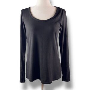 Cynthia Rowley Black Pima Cotton Modal Blend Women's Long Sleeve Tee Sz M